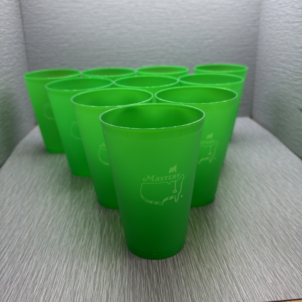 Masters Tournament Green Cups Set of 10 Augusta National Golf Plastic Drinkware